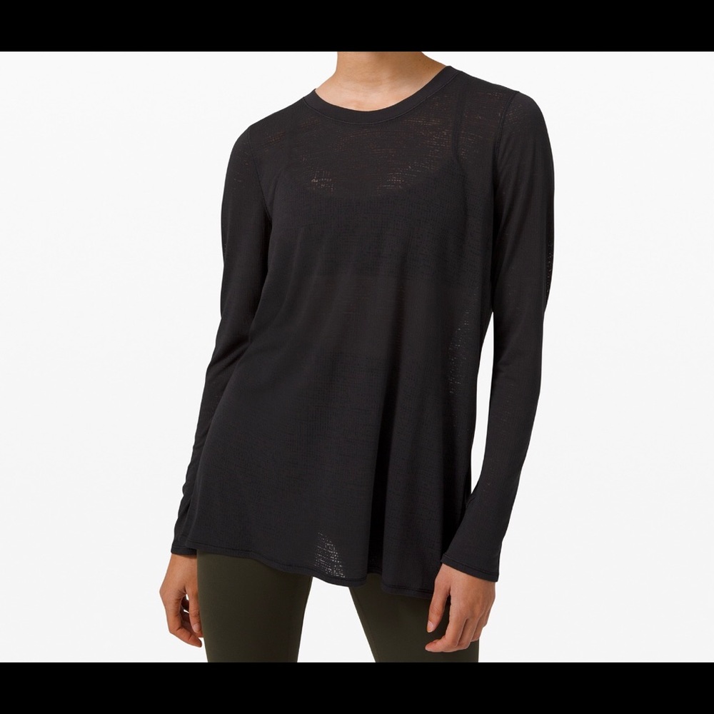 Lululemon Uncovered Tall Long Sleeve Tie Top Black